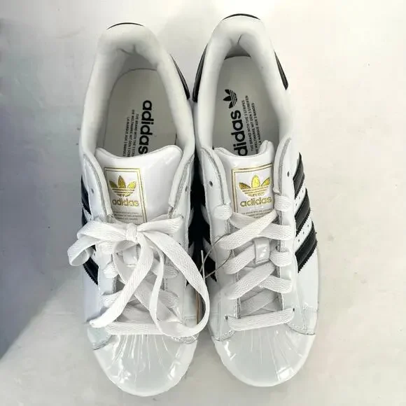 Adidas Originals Superstar II Shell Toe Womens 7.5 White Black Patent NIB - Picture 2 of 8